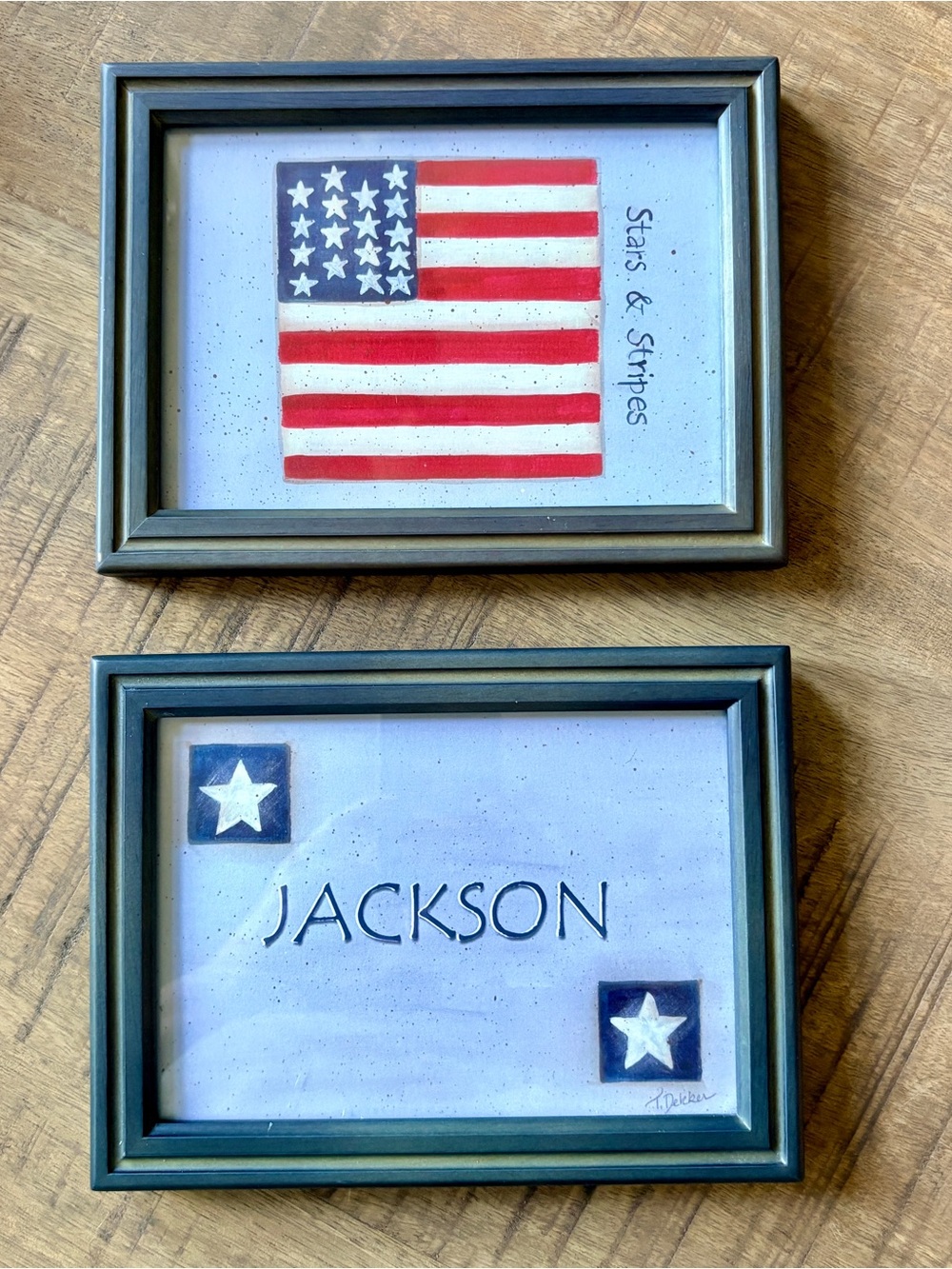 Patriotic Stars & Stripes Framed Wall Art - Blue, Red, White Jackson